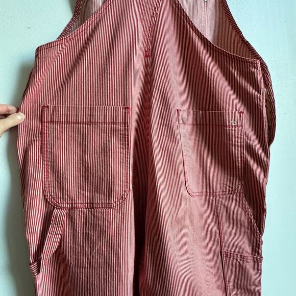 RAG & BONE / JEAN Red Striped Cotton-blend Twill Overalls - Picture 6 of 9